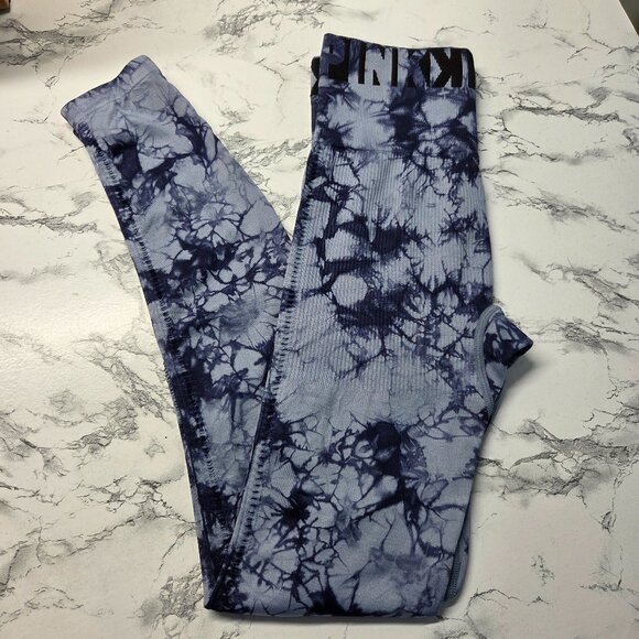 PINK Victoria's Secret Ultimate Extra Small Lilac Purple Tie Dye Leggings - Picture 1 of 9